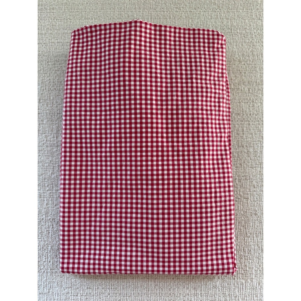 Pottery Barn Kids Red Gingham Checker Crib Toddler Bed Fitted Sheet Cotton